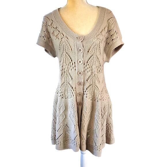 sparrow Dresses & Skirts - Anthropologie Sparrow Beige Button Down Sweater Cardigan Dress XL